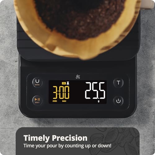 Greater Goods Digital Coffee Scale with Timer (Onyx Black)