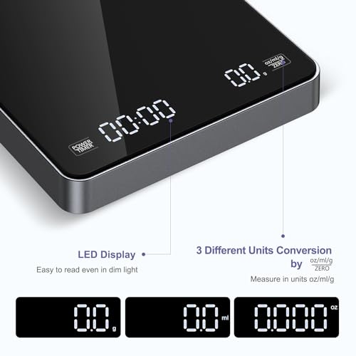 JXTZ Digital Coffee Scale with Timer, USB Rechargeable