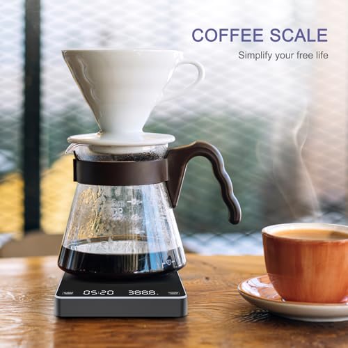 JXTZ Digital Coffee Scale with Timer, USB Rechargeable