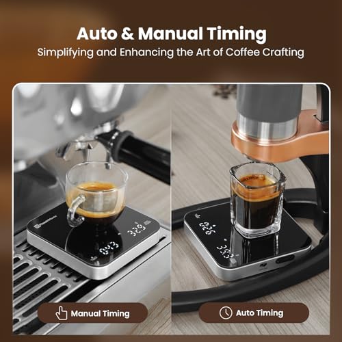 Mini Espresso Scale with Timer, 2kg/0.1g Accuracy