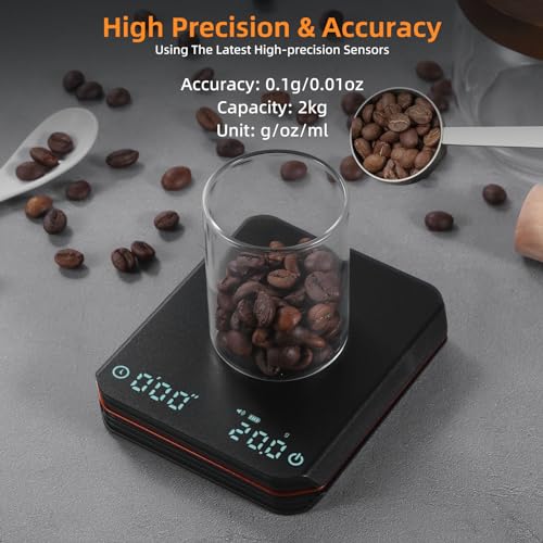 BOMATA Tiny Espresso Scale with Auto Timer, 0.1g/2kg