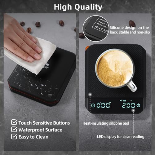 BOMATA Tiny Espresso Scale with Auto Timer, 0.1g/2kg