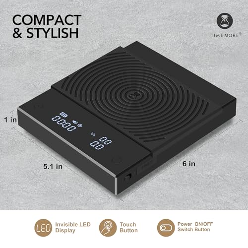 TIMEMORE Coffee Scale with Timer - 2kg/70oz, Black