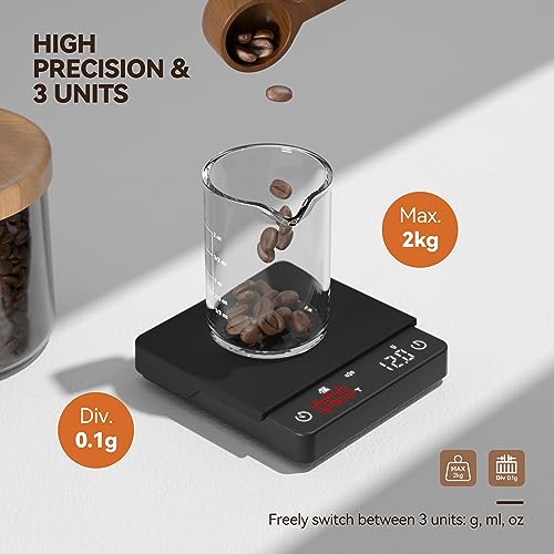 High Precision Coffee Scale with Timer and Silicone Cover