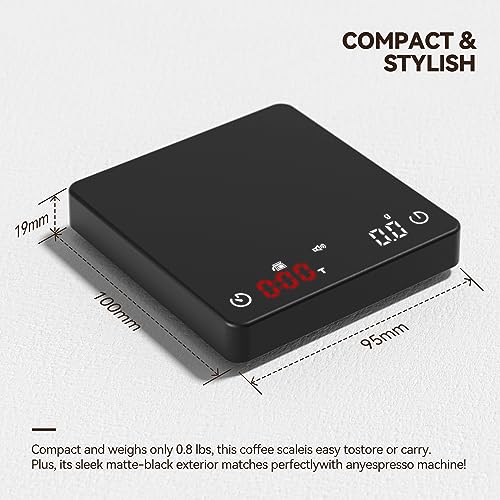 High Precision Coffee Scale with Timer and Silicone Cover