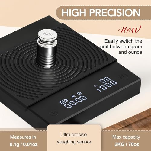 TIMEMORE Basic+Timer Coffee Scale, 2000g - Black