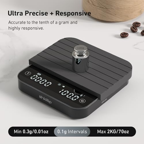 Digital Espresso Scale with Timer - 2kg/0.1g Precision