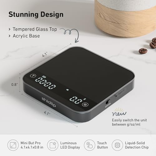 Digital Espresso Scale with Timer - 2kg/0.1g Precision
