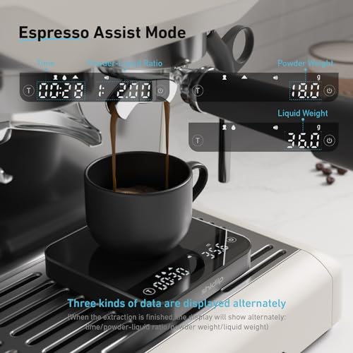 Digital Espresso Scale with Timer - 2kg/0.1g Precision