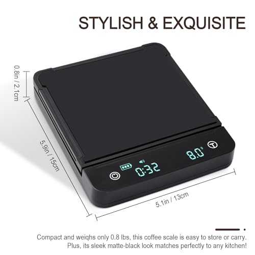 Cewomuc Espresso Coffee Scale with Timer, 3kg/0.1g