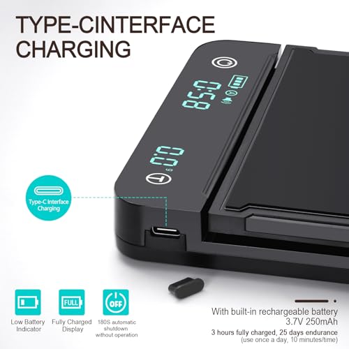 Cewomuc Espresso Coffee Scale with Timer, 3kg/0.1g