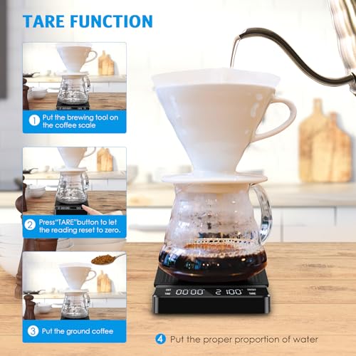 AMIR Digital Coffee Scale with Timer, High Precision