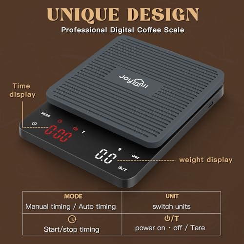 Joyhill Rechargeable Coffee Scale with Timer: High Precision