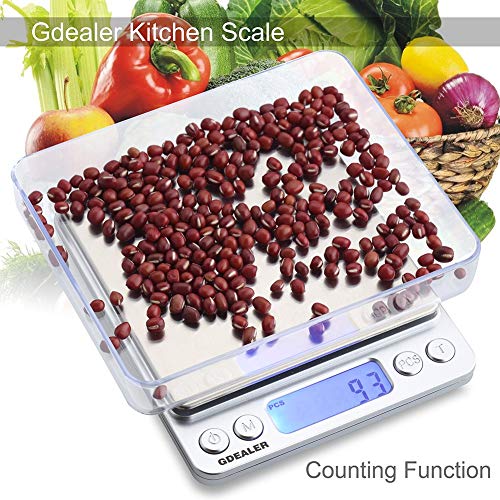 GDEALER Digital Kitchen Coffee Scale, Stainless Steel, Back-lit Display