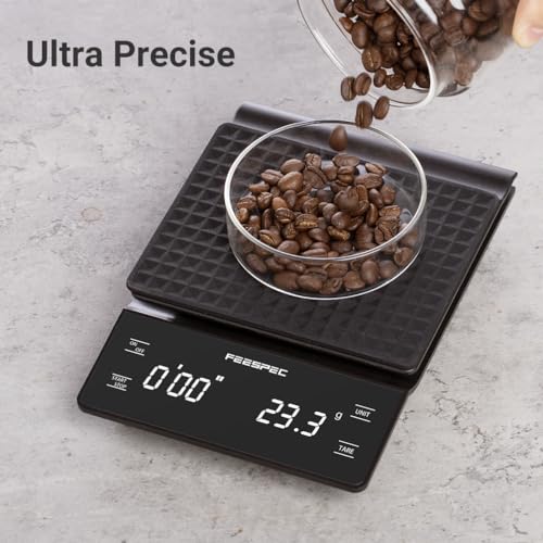 FEESPEC Digital Coffee Scale with Timer, 3kg/0.1g Accuracy