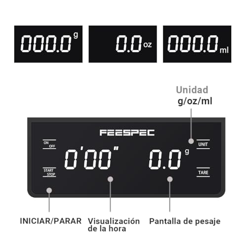 FEESPEC Digital Coffee Scale with Timer, 3kg/0.1g Accuracy