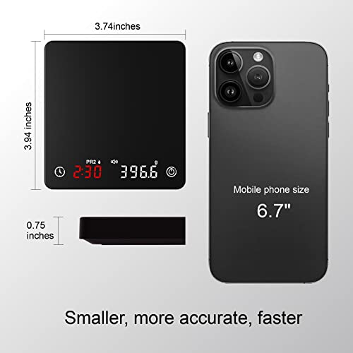 Digital Espresso Coffee Scale with Timer, Precision (2kg/0.1g)