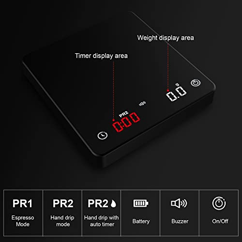 Digital Espresso Coffee Scale with Timer, Precision (2kg/0.1g)