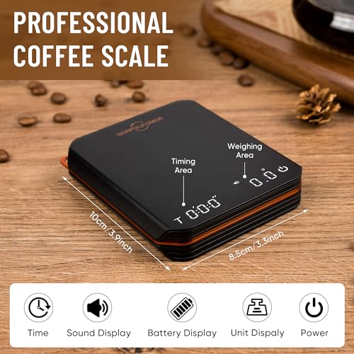 Compact High Precision Coffee Scale with Timer, Black