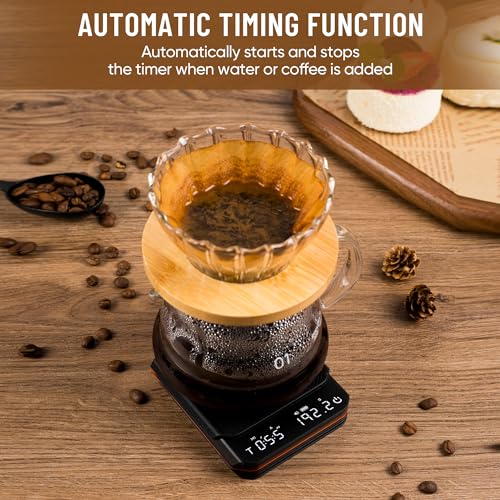 Compact High Precision Coffee Scale with Timer, Black