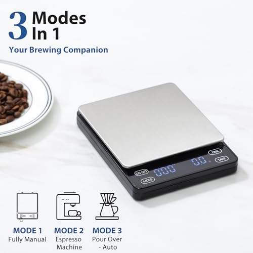KitchenTour Nano Coffee Scale with Timer - High Precision