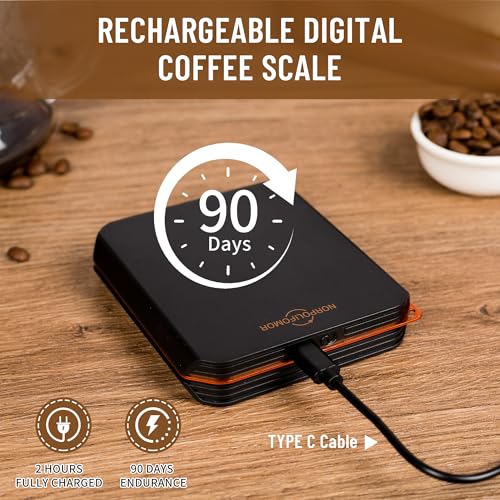 Compact High Precision Coffee Scale with Timer, Black