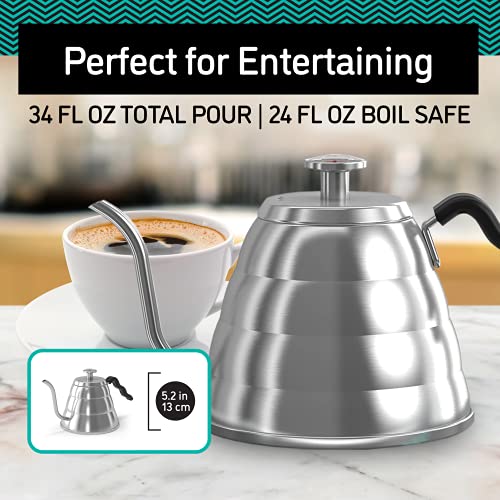 Premium Coffee Gator Pour Over Kettle, 34 oz