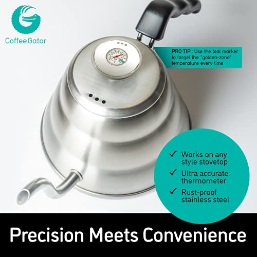 Premium Coffee Gator Pour Over Kettle, 34 oz