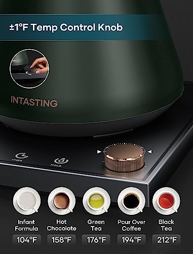 INTASTING Electric Gooseneck Kettle, ±1℉ Temp Control, Quick Heating
