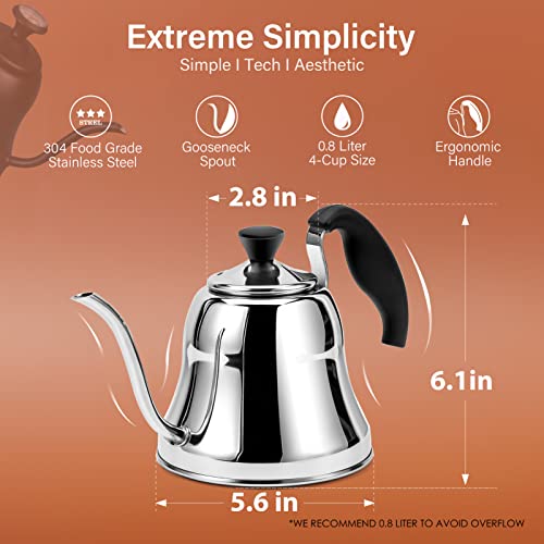 Barista's Choice Gooseneck Pour Over Coffee Kettle Silver