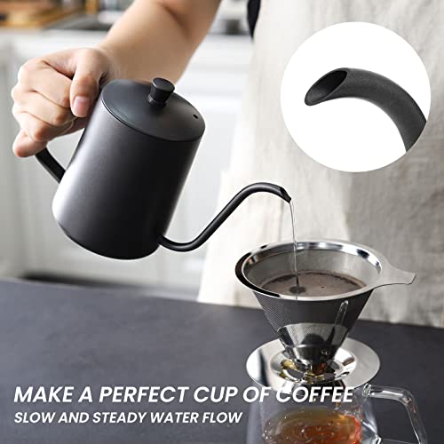 VEVOK CHEF Small Gooseneck Kettle, 20oz Stainless Steel