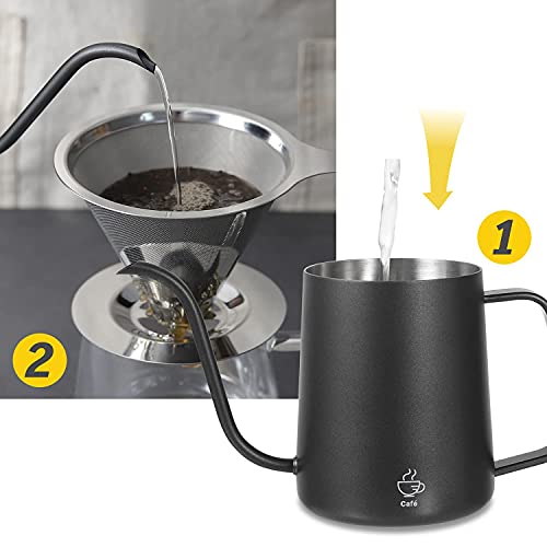 VEVOK CHEF Small Gooseneck Kettle, 20oz Stainless Steel