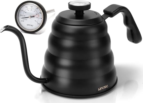 Thermometer Gooseneck Kettle - Premium Stainless Steel Black
