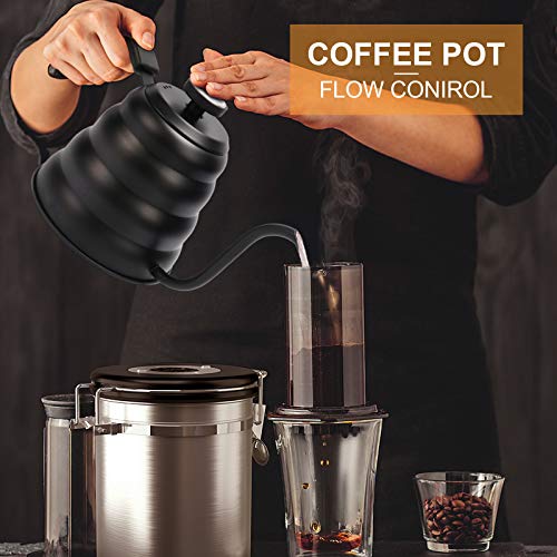 Thermometer Gooseneck Kettle - Premium Stainless Steel Black