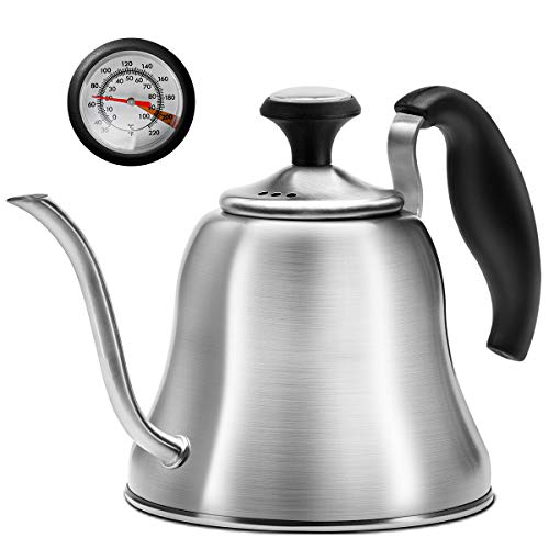 Stainless Steel Gooseneck Kettle with Thermometer - 28oz
