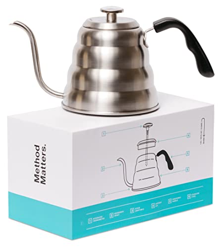 Barista Warrior Gooseneck Kettle with Thermometer, Stainless Steel