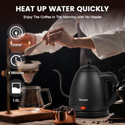 YUIOASE Matte Black Electric Gooseneck Coffee Kettle