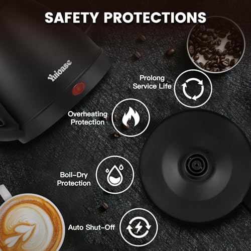 YUIOASE Matte Black Electric Gooseneck Coffee Kettle