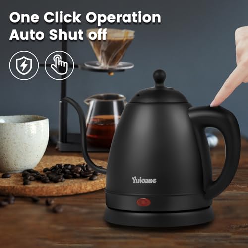 YUIOASE Matte Black Electric Gooseneck Coffee Kettle