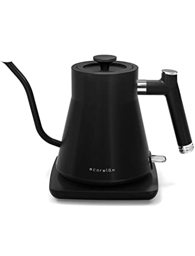 ECORELAX Gooseneck Electric Kettle, Stainless Steel, 1200W, Black