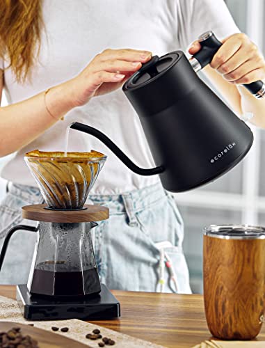 ECORELAX Gooseneck Electric Kettle, Stainless Steel, 1200W, Black