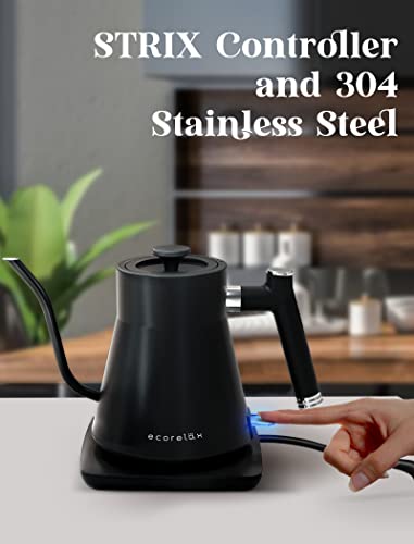 ECORELAX Gooseneck Electric Kettle, Stainless Steel, 1200W, Black