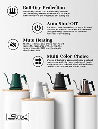 ECORELAX Gooseneck Electric Kettle, Stainless Steel, 1200W, Black