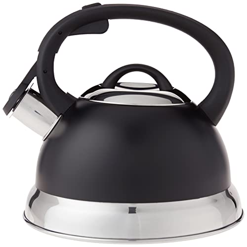Stainless Steel Whistling Tea Kettle, 1.75-Quart Black Matte