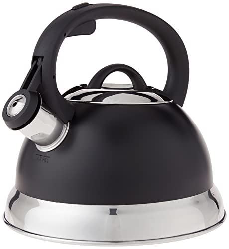 Stainless Steel Whistling Tea Kettle, 1.75-Quart Black Matte