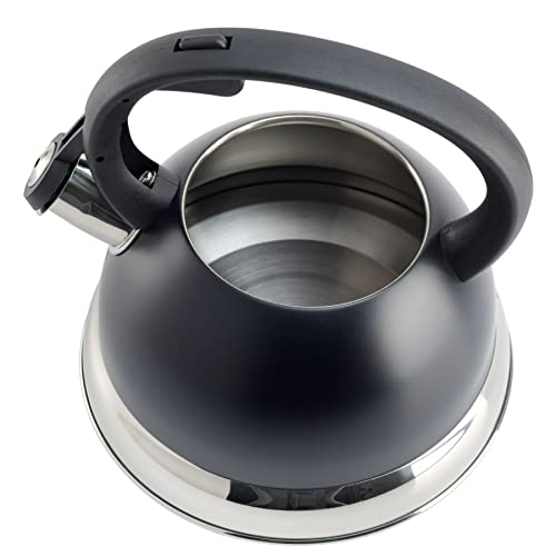 Stainless Steel Whistling Tea Kettle, 1.75-Quart Black Matte