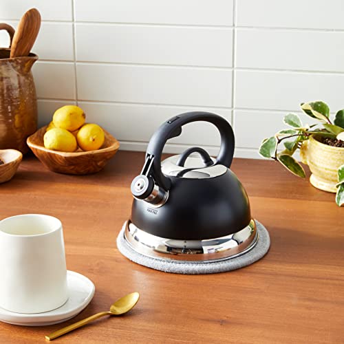 Stainless Steel Whistling Tea Kettle, 1.75-Quart Black Matte