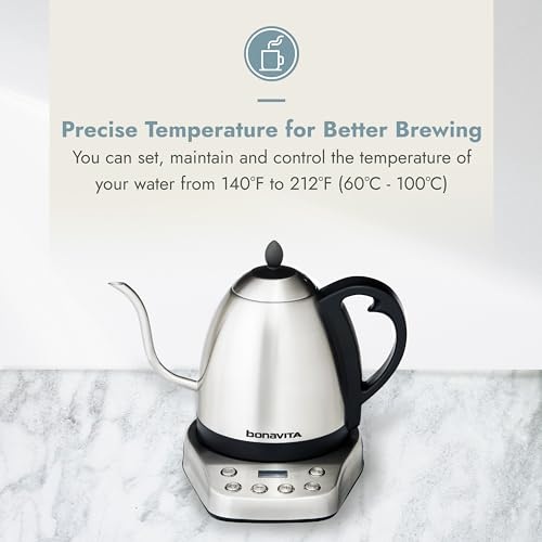Bonavita 1L Digital Variable Temp Gooseneck Kettle, 6 Preset