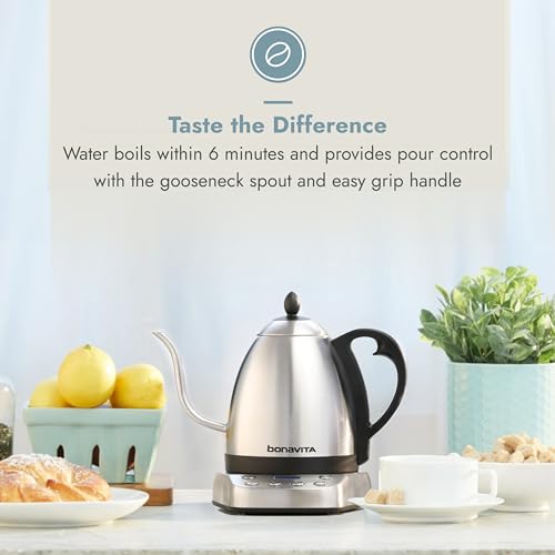 Bonavita 1L Digital Variable Temp Gooseneck Kettle, 6 Preset