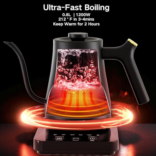 Electric Gooseneck Kettle with 5 Variable Presets, 1200W